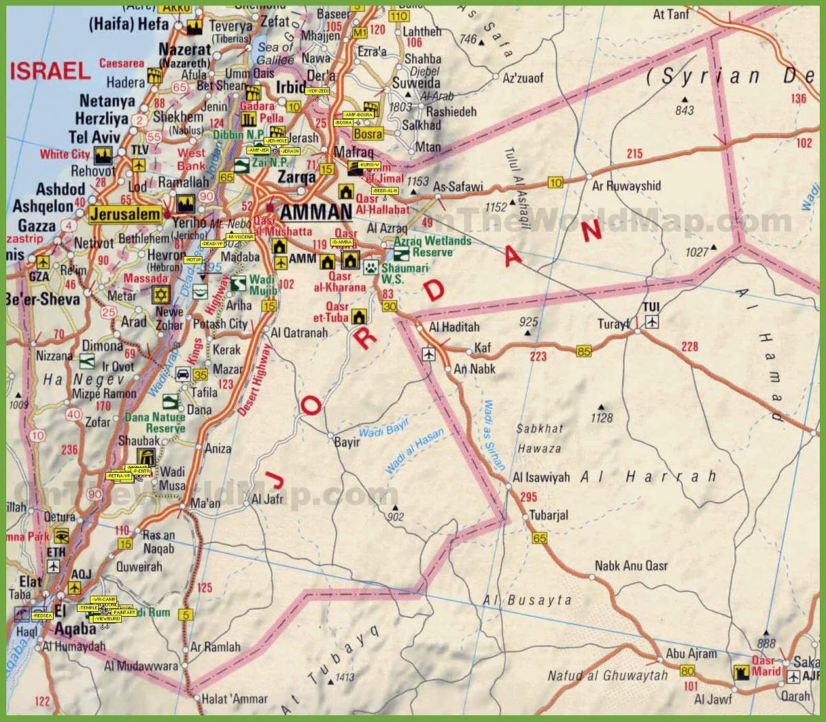zemljevid Jordan cesti