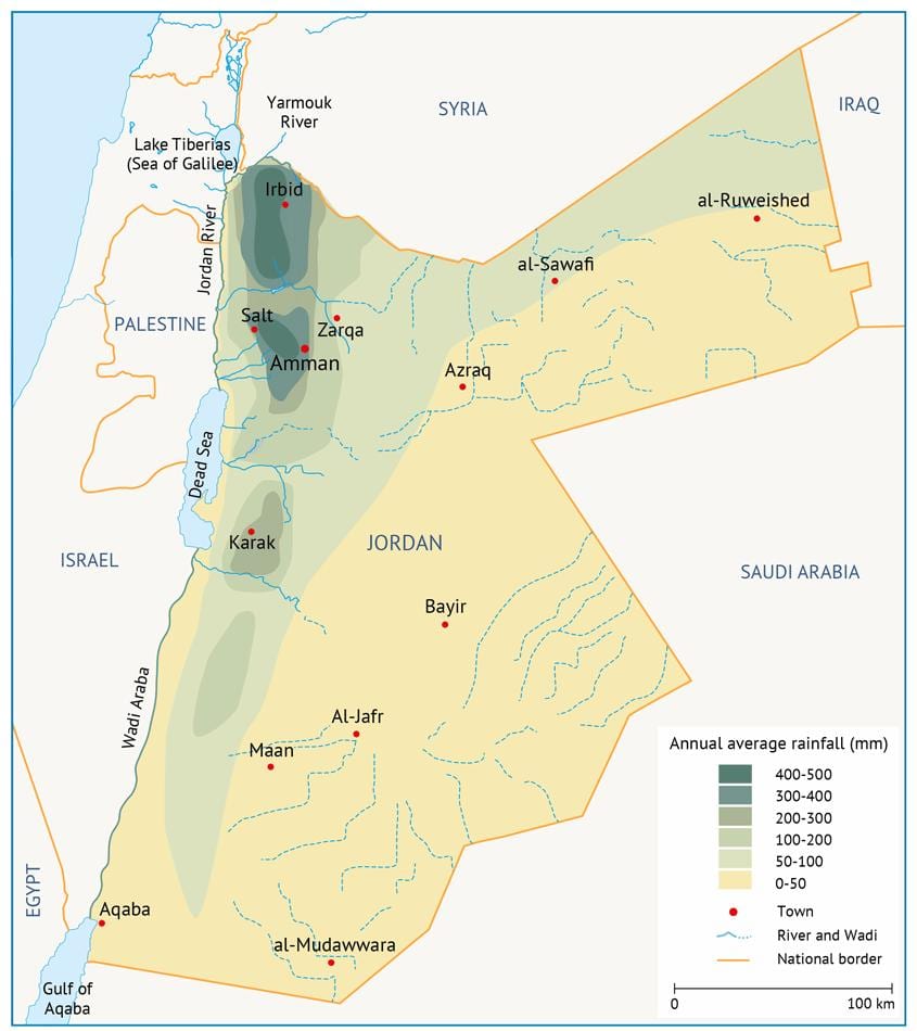 zemljevid Jordan geografija