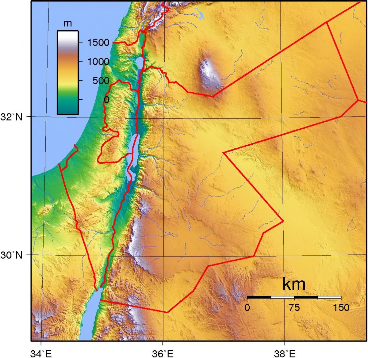 zemljevid Jordan topografske