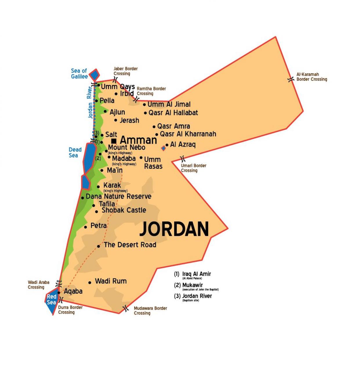 Jordan mest zemljevid