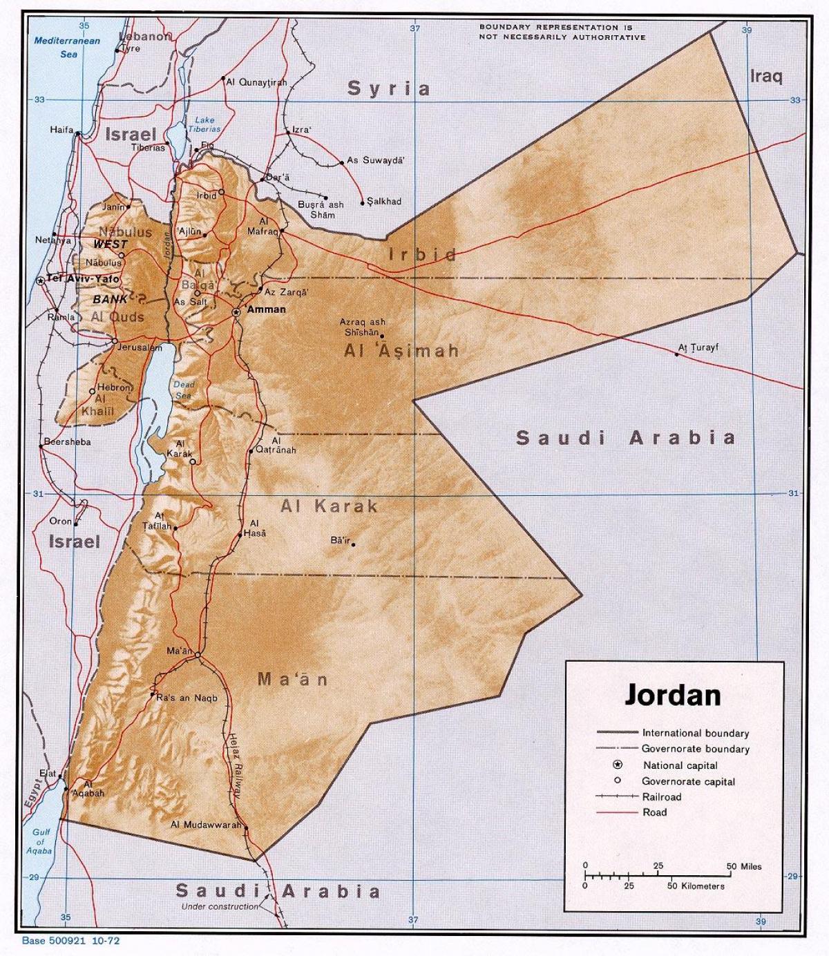 zemljevid, ki prikazuje Jordan
