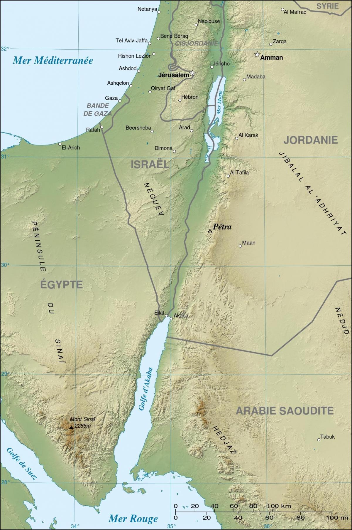 zemljevid Jordan, ki prikazuje petra