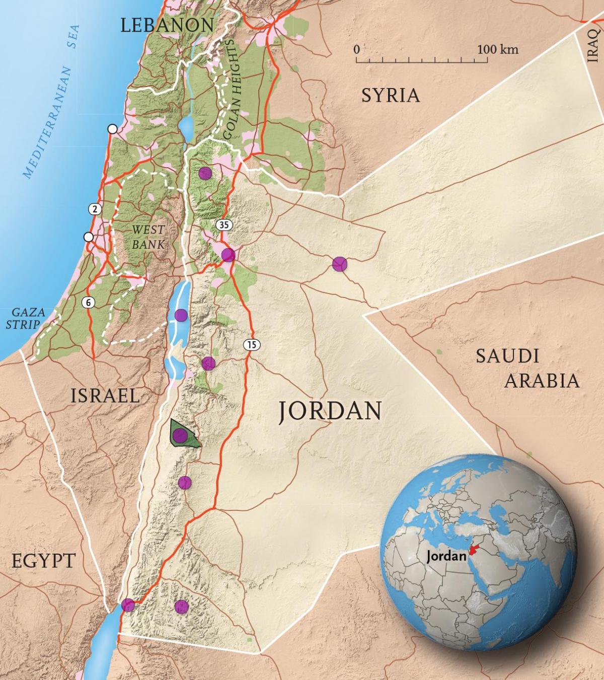 kraljevina Jordanija zemljevid